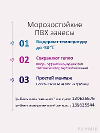 ПВХ завеса для холодильной камеры 0,9x2,2м. Готовый комплект, морозостойкая